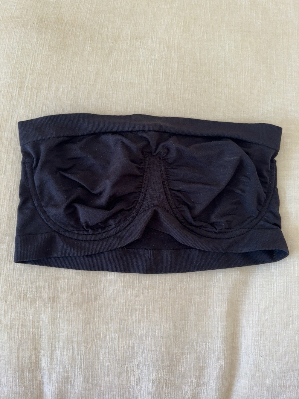 Rhonda Shear Black Strapless Bandeau Bra Wireless Padded M